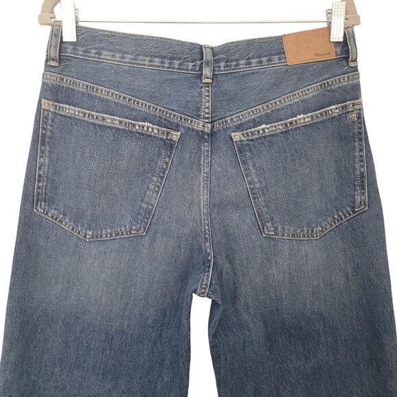 Madewell Low-Slung Baggy Crop Jeans Womens Size 28 Coswell Wash Distressed Hem - Picture 8 of 10